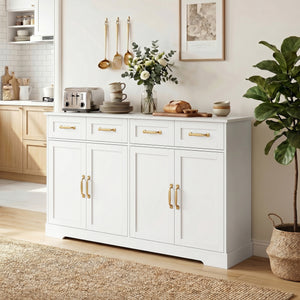 Buffet blanc 55 po à 4 portes et 4 tiroirs