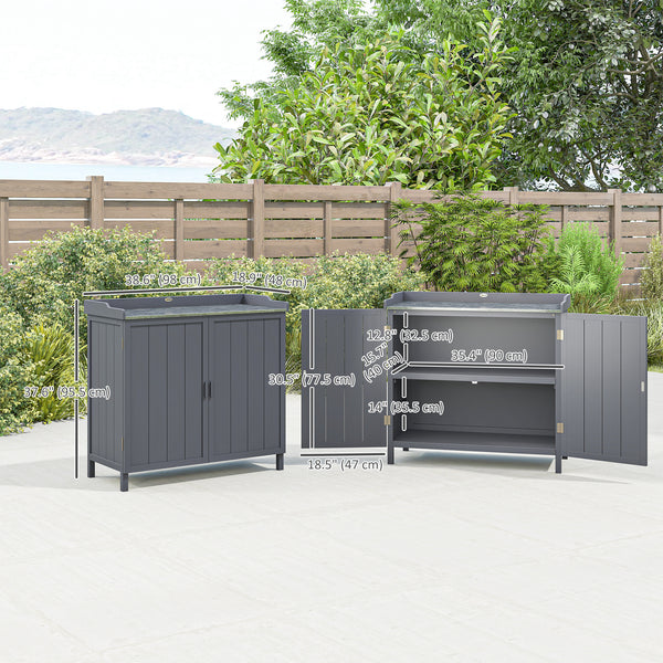 Armoire de rangement avec plateau galvanisé et étagère, gris