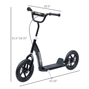 Adjustable Kids Pro Stunt Scooter Children Street Bike Bicycle Ride On with 12” Tire (Black)