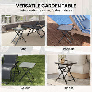 Patio Table, Folding Coffee Table with Tempered Glass Tabletop, Portable Bistro Table for Patio, Backyard