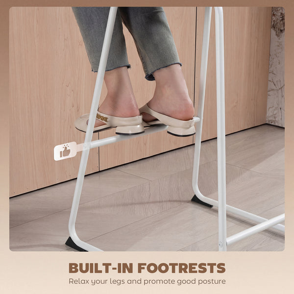 Ensemble de 2 tabourets de bar modernes en similicuir, hauteur comptoir, blanc.