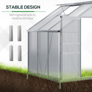 Lean-to greenhouse made of aluminum and polycarbonate with adjustable roof ventilation
