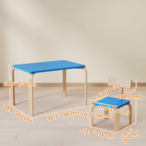 Ensemble table et 2 chaises, bleu