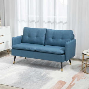 Canapé causeuse avec capitonnage à boutons, bleu foncé