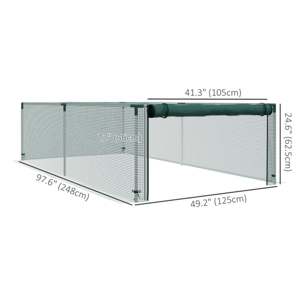 Protective plant cage with roll-up zippered door
