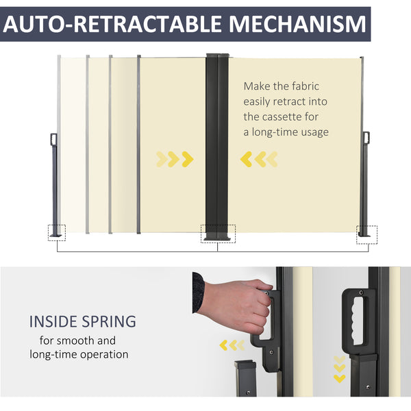 Mur d'intimité extérieur rétractable, blanc crème