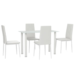 Ensemble de table à manger moderne pour 4 personnes, peu encombrant avec table rectangulaire et cadre en acier, blanc