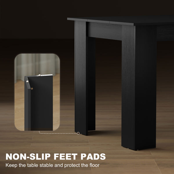 Kitchen table for 4 to 6 people, wood effect, black