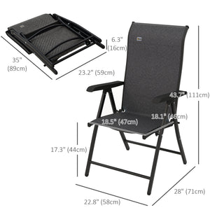 Lot de 2 chaises pliantes d'extérieur en osier avec dossier réglable, gris