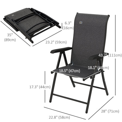 Lot de 2 chaises pliantes d'extérieur en osier avec dossier réglable, gris