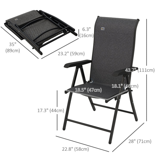 Lot de 2 chaises pliantes d'extérieur en osier avec dossier réglable, gris
