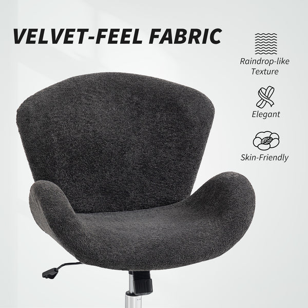 Swivel office chair in velvet with wide seat, dark grey.