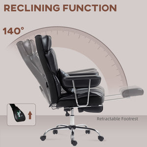 Fauteuil de bureau massant avec vibration à 6 points, repose-pieds et soutien lombaire, noir