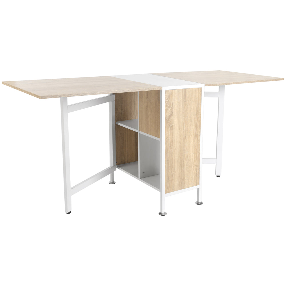 Multi-purpose folding dining table with retractable shelves