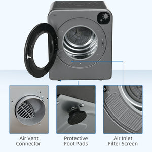 Sèche-linge compact, 1 300 W, 3,22 pi³, électrique, portable, avec 7 modes de séchage, pour appartement ou dortoir, gris