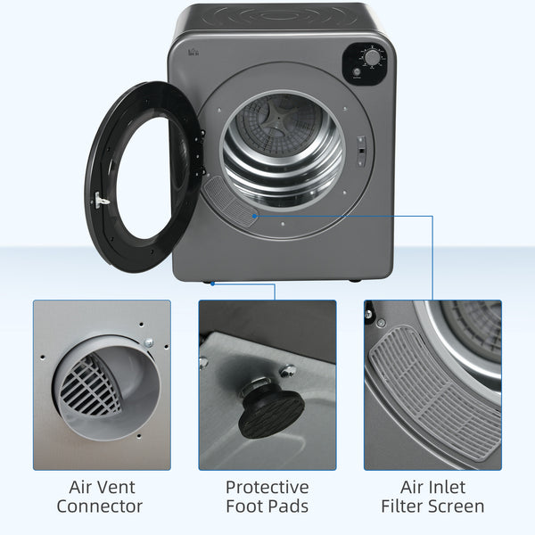 Sèche-linge compact, 1 300 W, 3,22 pi³, électrique, portable, avec 7 modes de séchage, pour appartement ou dortoir, gris