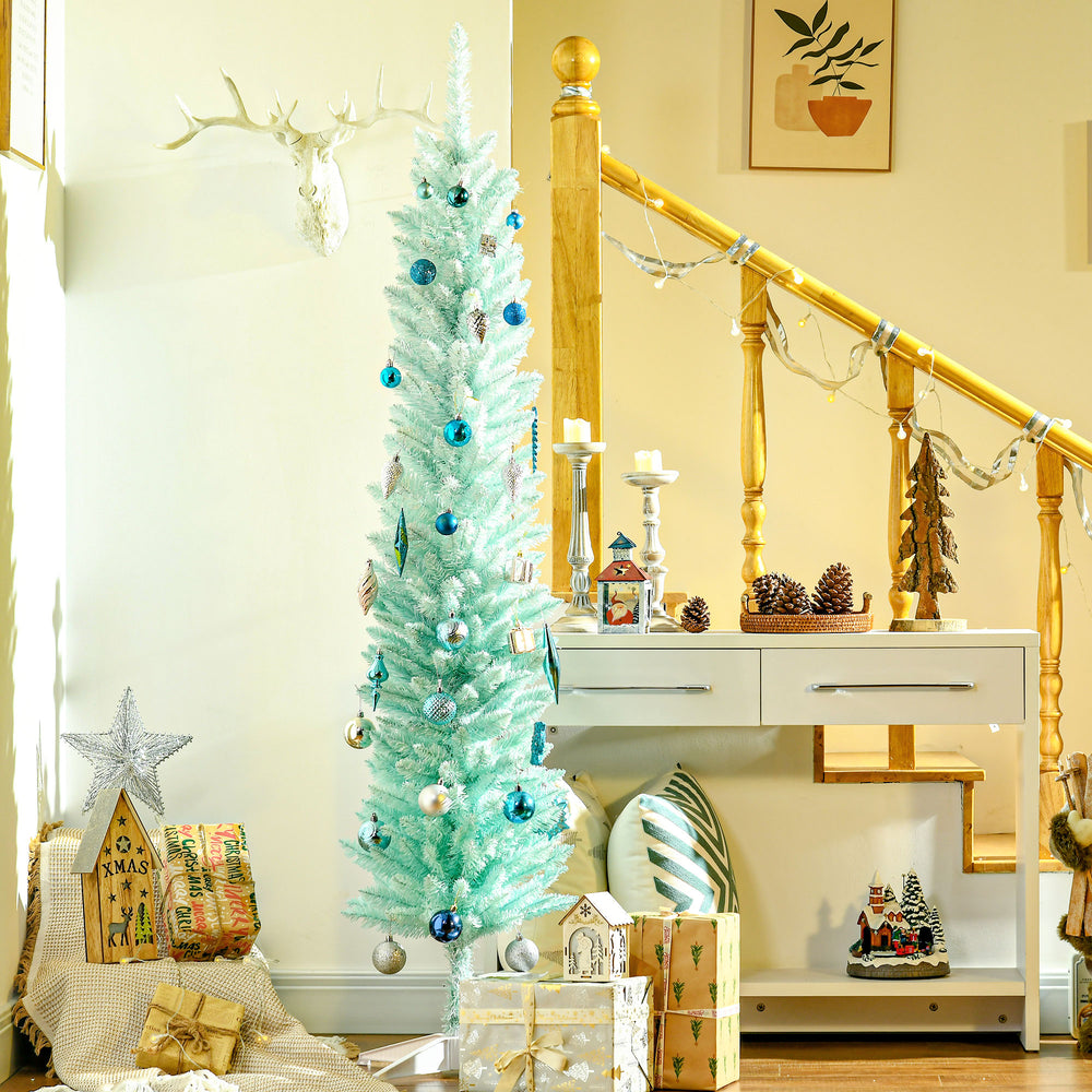 Sapin de Noël artificiel mince de 6 pieds bleu pâle