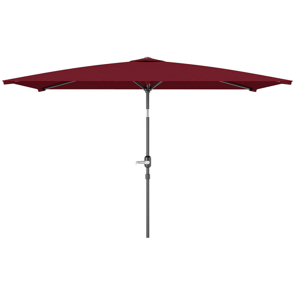 Parasol de jardin rectangulaire inclinable en aluminium 2 x 3 m, parasol de jardin, parasol d'extérieur avec manivelle, rouge vin