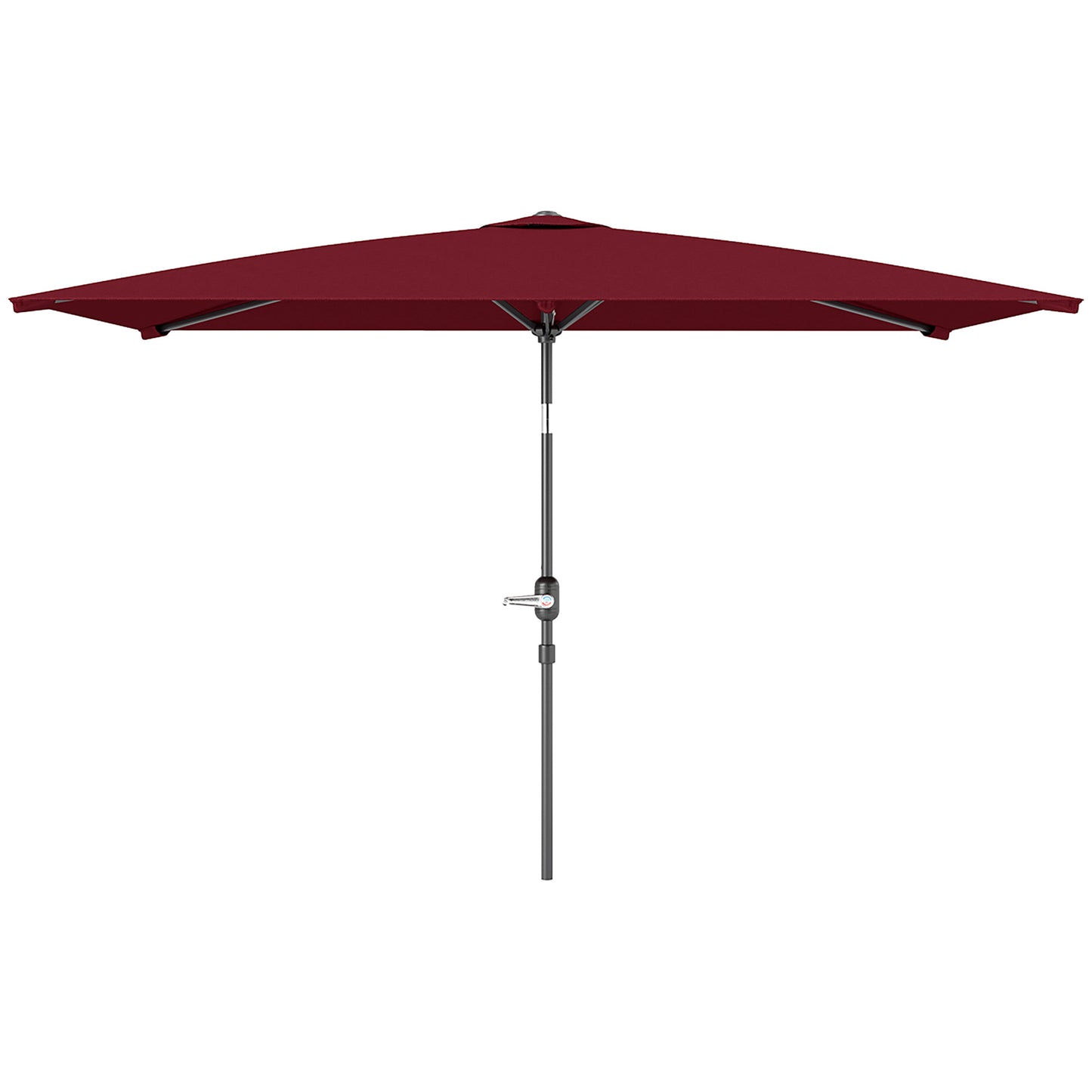 Outsunny 2 x 3 m Rectangular Tilting Aluminum Garden Parasol, Garden Umbrella, Outdoor Umbrella with Crank, Wine Red