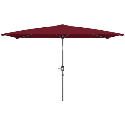 Outsunny 2 x 3 m Rectangular Tilting Aluminum Garden Parasol, Garden Umbrella, Outdoor Umbrella with Crank, Wine Red
