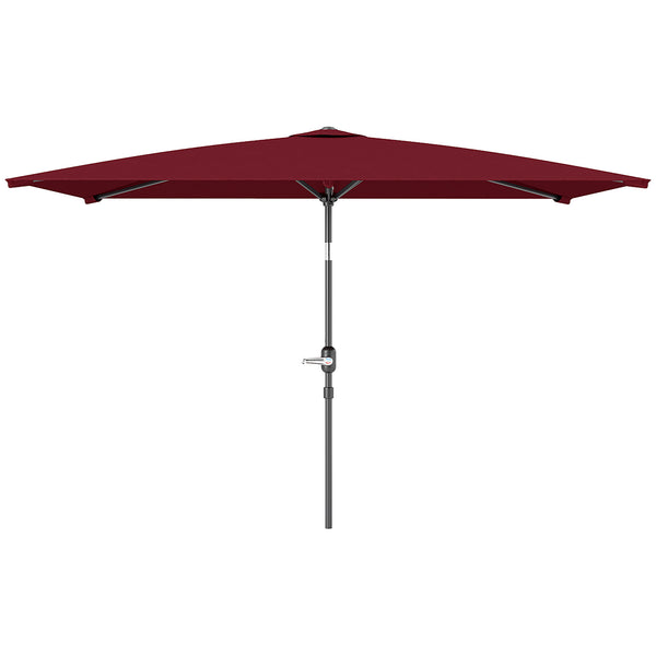 Parasol de jardin rectangulaire inclinable en aluminium 2 x 3 m, parasol de jardin, parasol d'extérieur avec manivelle, rouge vin