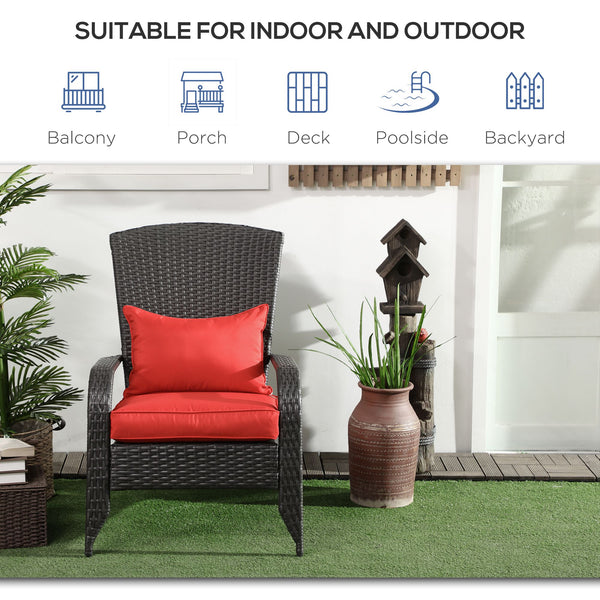 Chaise Adirondack en osier Muskoka avec coussins, rouge