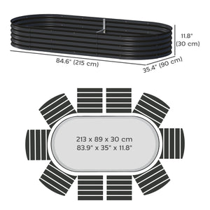 Jardinière d'extérieur surélevée galvanisée avec tuteur en métal, noire