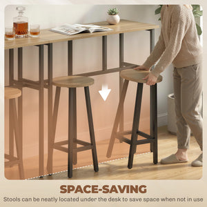 Bar Table Set of 6, Bar Table and Stools for 4, 2 Breakfast Tables and 4 Stools for Living Room, Grey-Brown