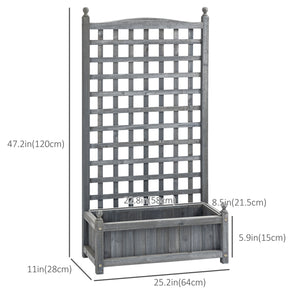 Raised planter with trellis for climbing plants, grey