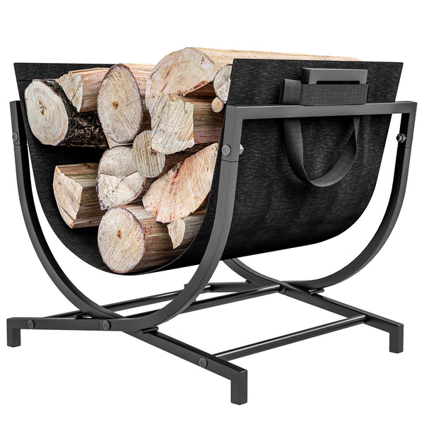 Support à bûche pliable de 43 cm noir