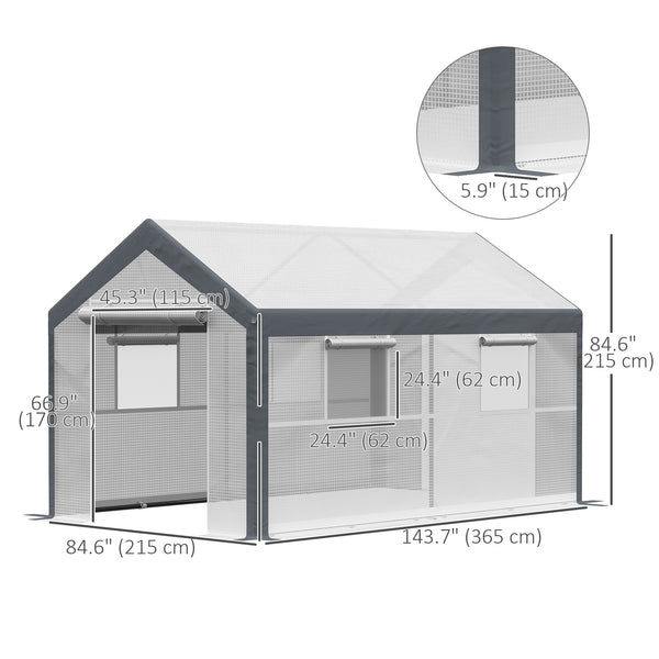 Serre robuste résistante au vent et dotée d'une ventilation optimale, blanche