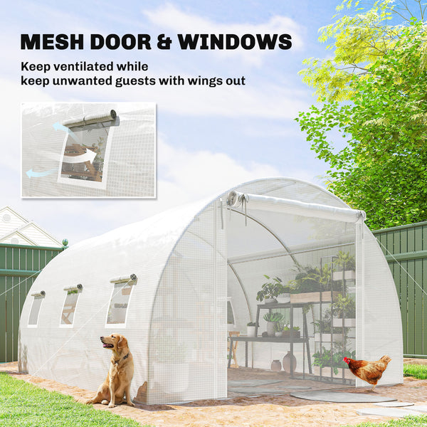 Serre tunnel chaude pour plantes avec barres de support, blanche