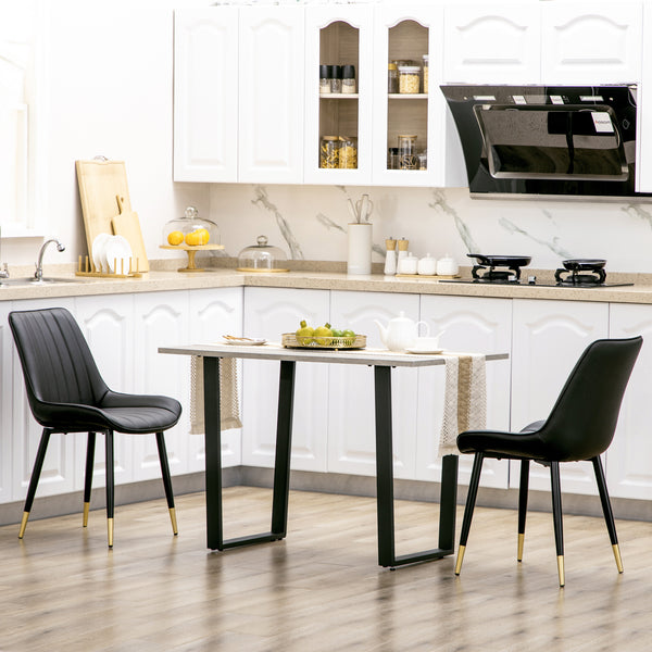 Set of 2 dining chairs with faux leather upholstery, black