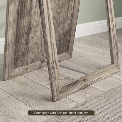Miroir intégral pour chambre à coucher, salon, grain de bois gris
