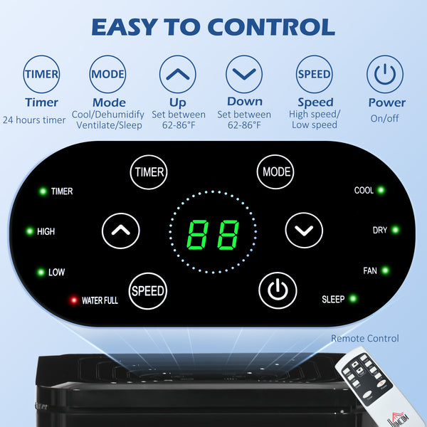 Climatiseur portatif 8 000 BTU avec refroidissement, déshumidificateur, télécommande