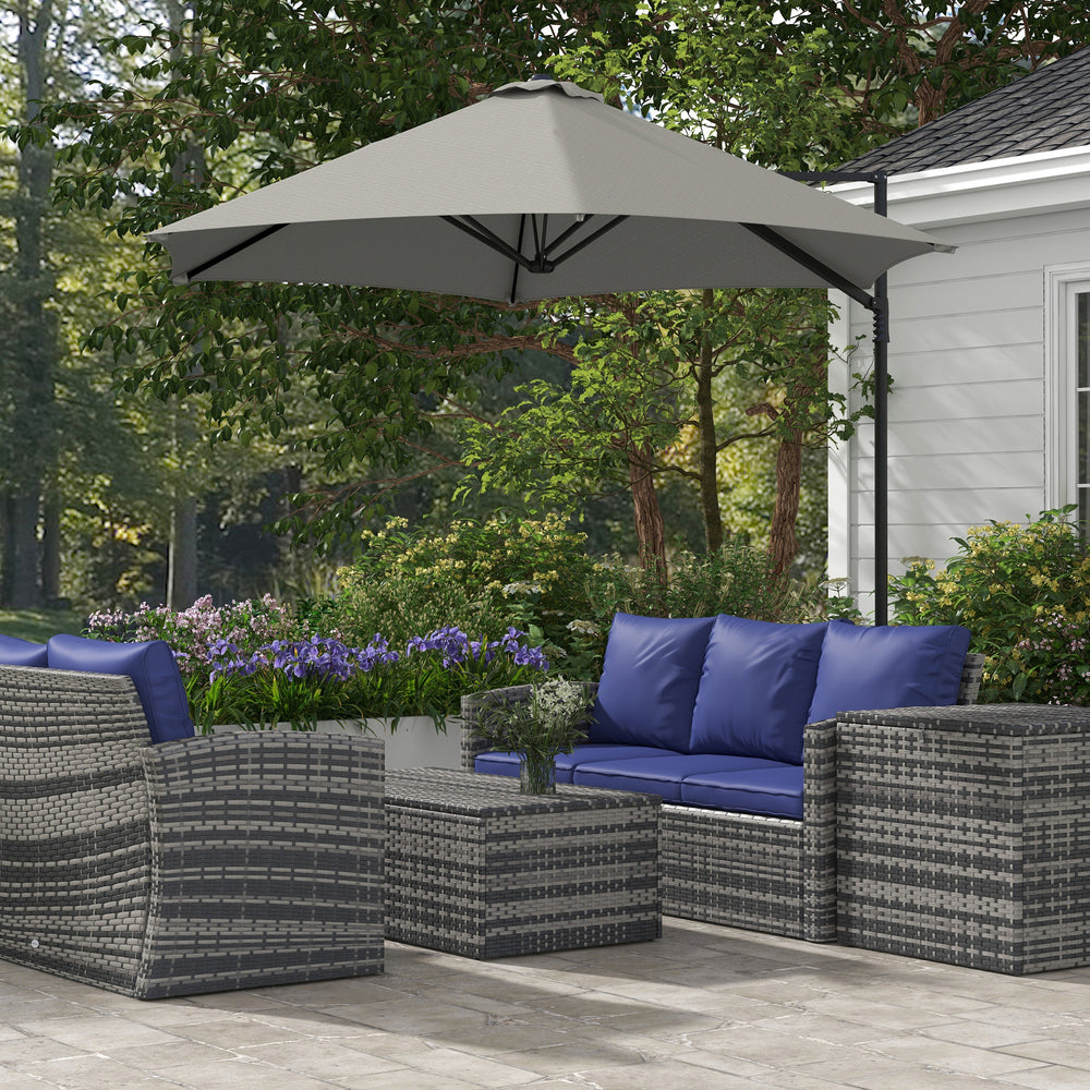 Parasol déporté de 8,5 pieds avec rotation à 360° et base en croix, gris clair