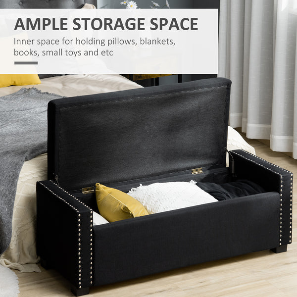 Banc de rangement rabattable rembourré en tissu, gris foncé