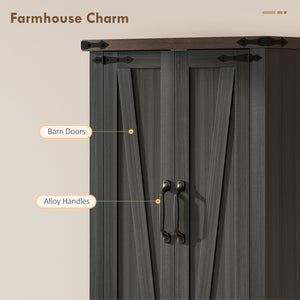 72-inch Farmhouse Style Storage Cabinet with Adjustable Shelves for Dining Room, Black