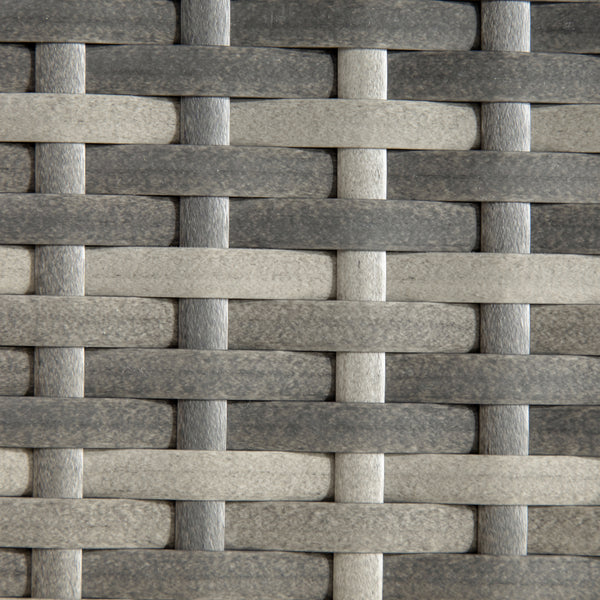 Table basse de patio en résine tressée, gris chiné