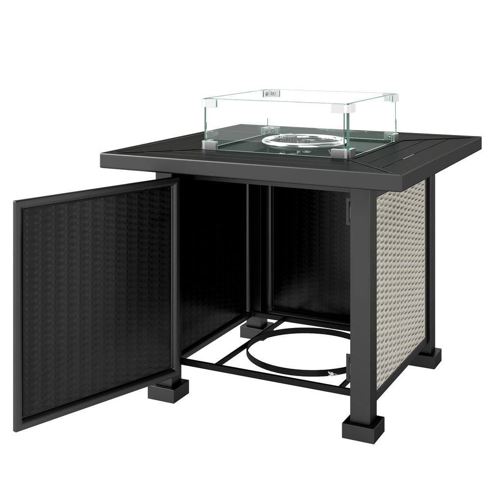 Table foyer au propane de 32 po carrée de 50 000 BTU avec foyer, pare-vent, couvercle, certifiée CSA, grise