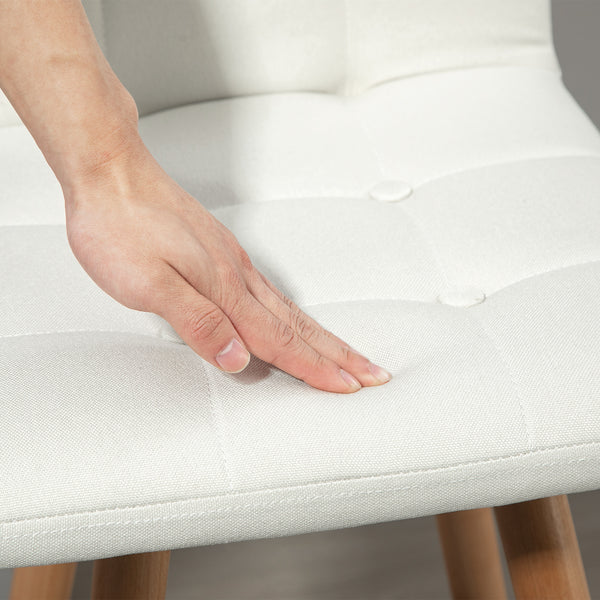 Lot de 2 tabourets de bar rembourrés, pieds en bois massif, blanc