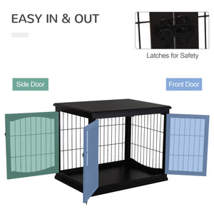 Cage pour chien en bois de 26 pouces avec double porte, noire