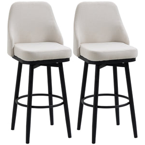 Ensemble de 2 tabourets de bar extra hauts pivotants à 360°, blanc crème