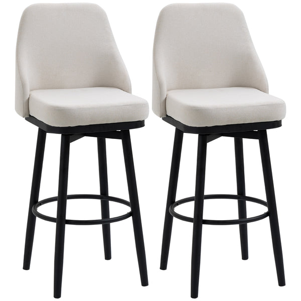 Ensemble de 2 tabourets de bar extra hauts pivotants à 360°, blanc crème