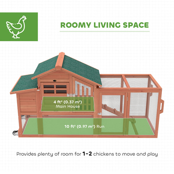 Poulailler mobile en bois avec enclos et plateau amovible pour 1 à 2 poules