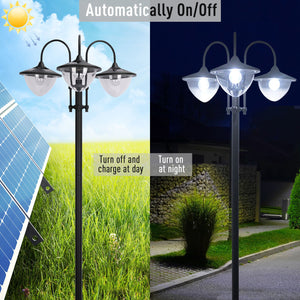Lampadaire solaire à 3 LED avec jardinière, noir
