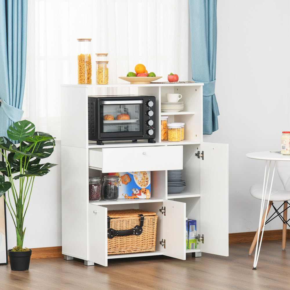 Armoire de cuisine avec support pour four à micro-ondes, blanc