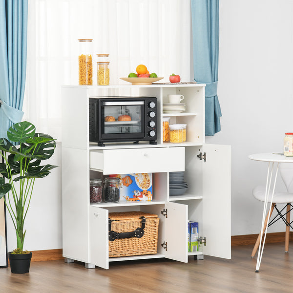 Armoire de cuisine avec support pour four à micro-ondes, blanc