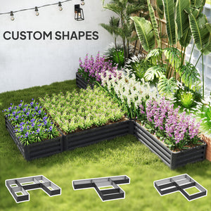 Jardinière surélevée en acier, lot de 5 grandes jardinières 2,4 x 2,4 x 30 cm, gris foncé