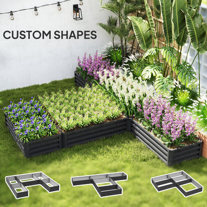 Outsunny Steel Raised Garden Bed, Set of 5 Large Box Planters for Outdoor Plants Vegetables Flowers Herbs, 8x8x1ft, Dark Gray |